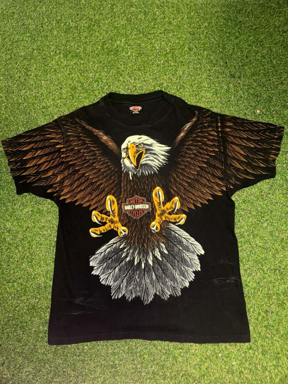 Vintage Harley Davidson H-D Yorkton Saskatchewan Eagle All Over Print T-Shirt